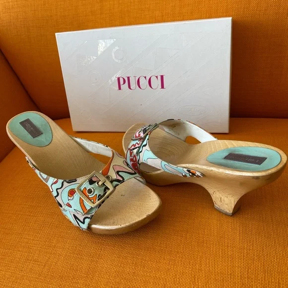 VINTAGE 💝EMILIO PUCCI PLATFORM SLIDES💝HP - Picture 2 of 12